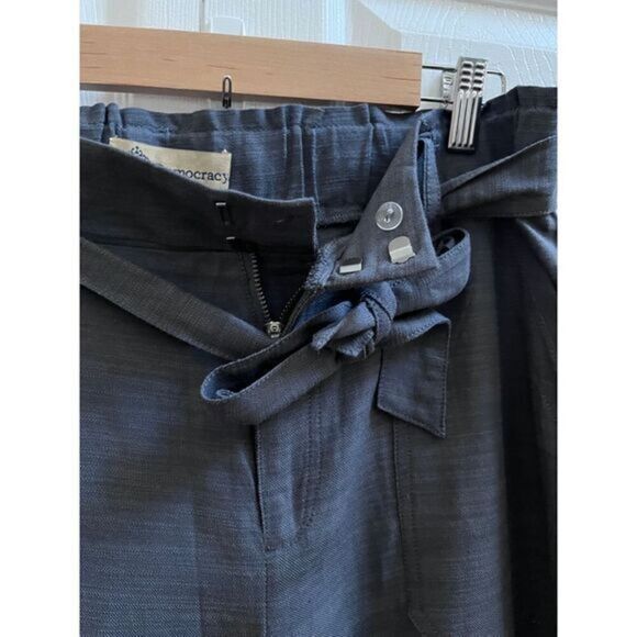 Democracy Gray High Rise Tie Waist Ankle Cuffed 24.5 Inch Inseam Pant Size 8 - Picture 5 of 12